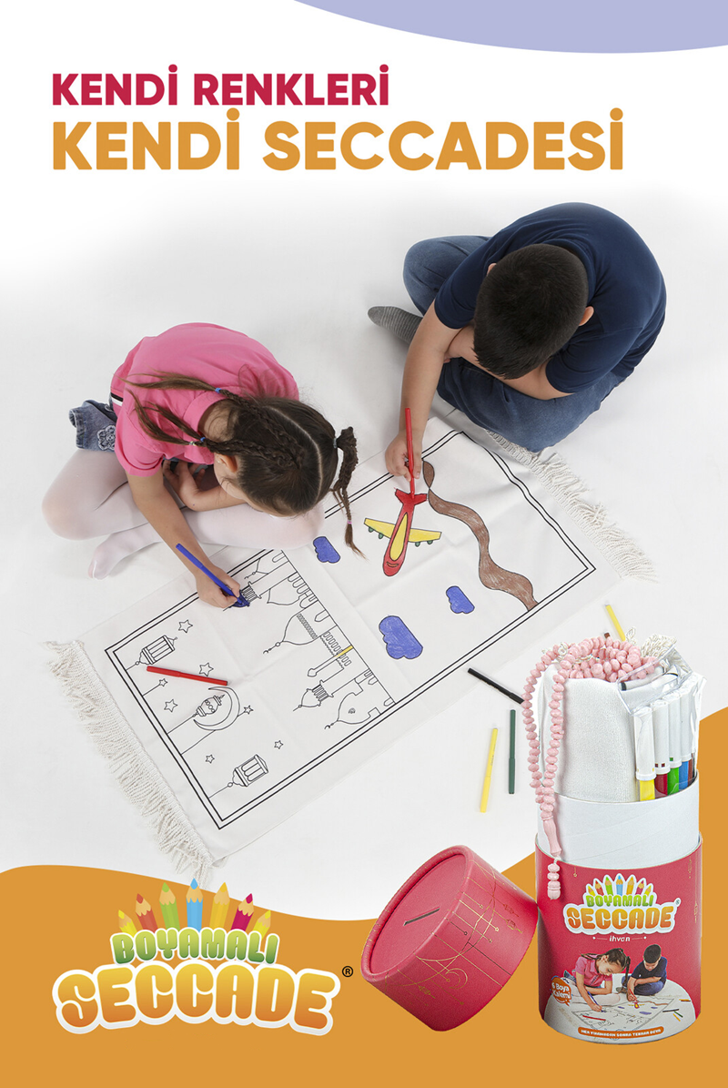 Boyanabilir Seccade Seti – Kalemli Silindir Kutulu