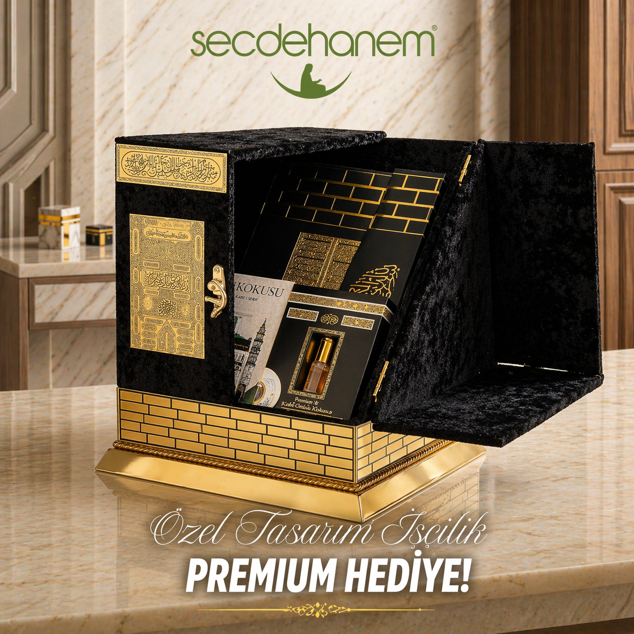 Kâbe Maketi Açılır Kur'an-ı Kerimli Set