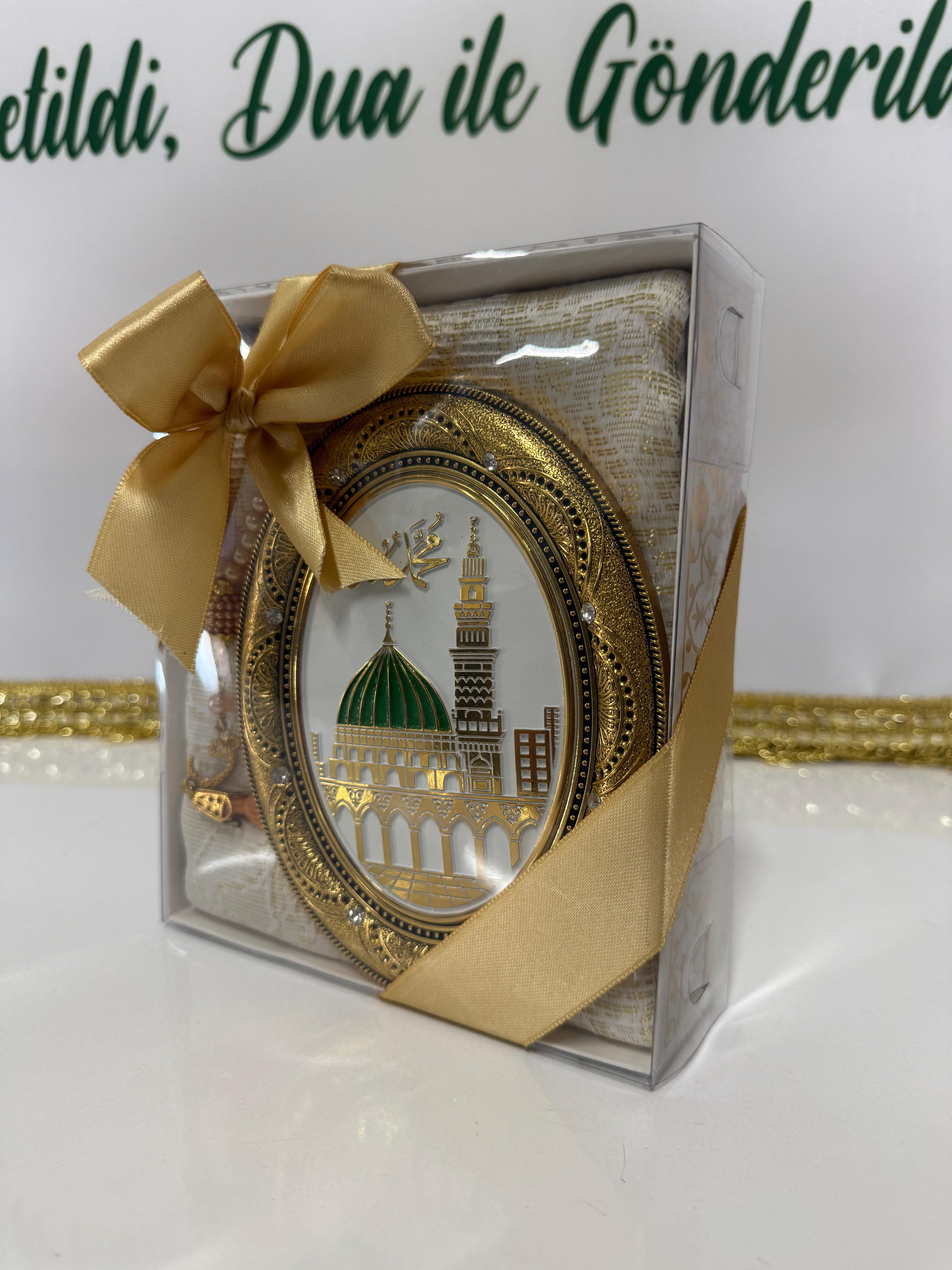 İslami Hediye Seti – Premium Çerçeveli (Seccade + İnci Tesbih)