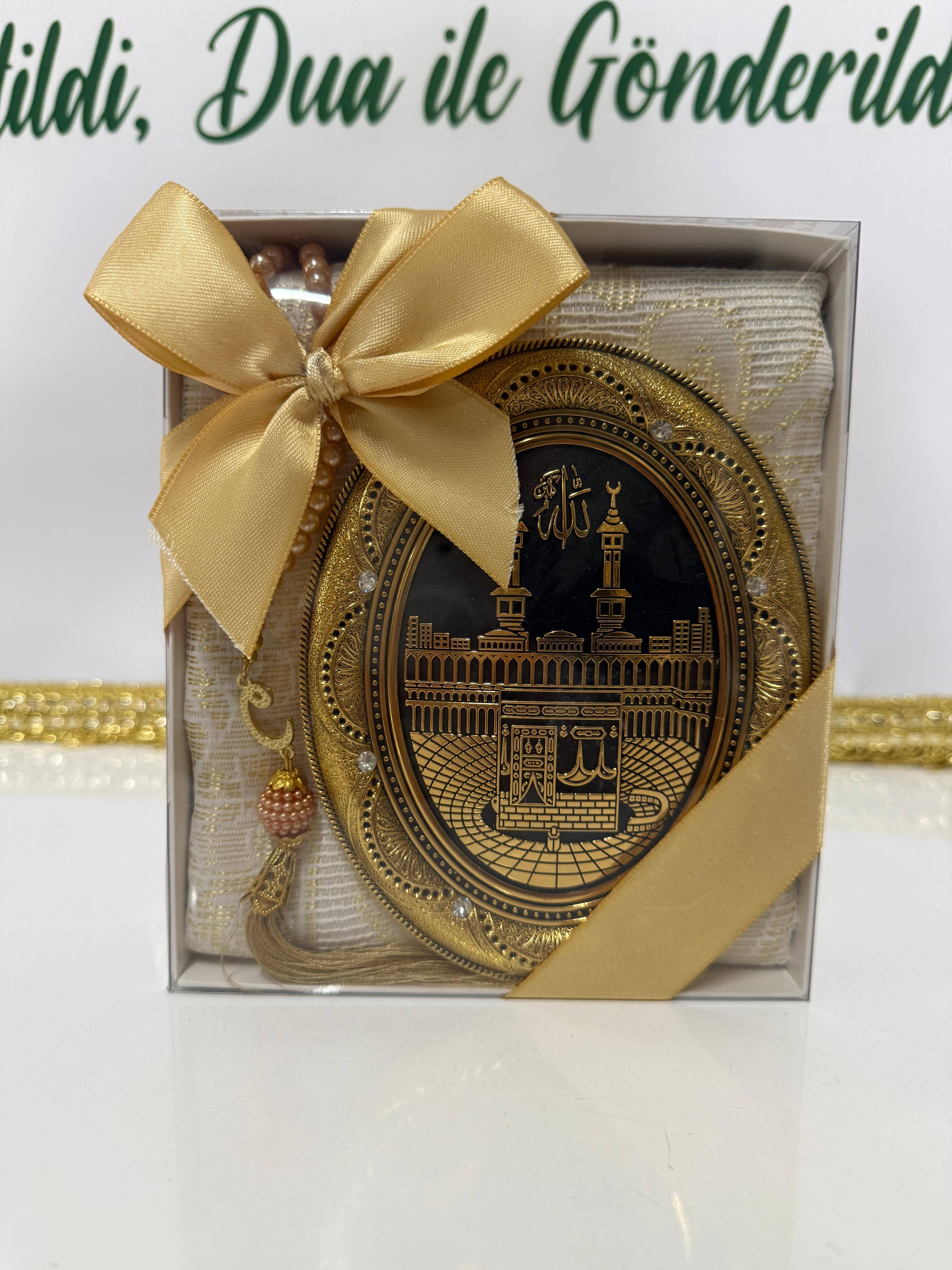 İslami Hediye Seti – Premium Çerçeveli (Seccade + İnci Tesbih)