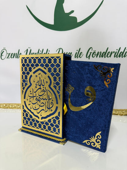 Safa Harem Serisi – Kadife Kuran-ı Kerim & Altın Detaylı Dekoratif Set