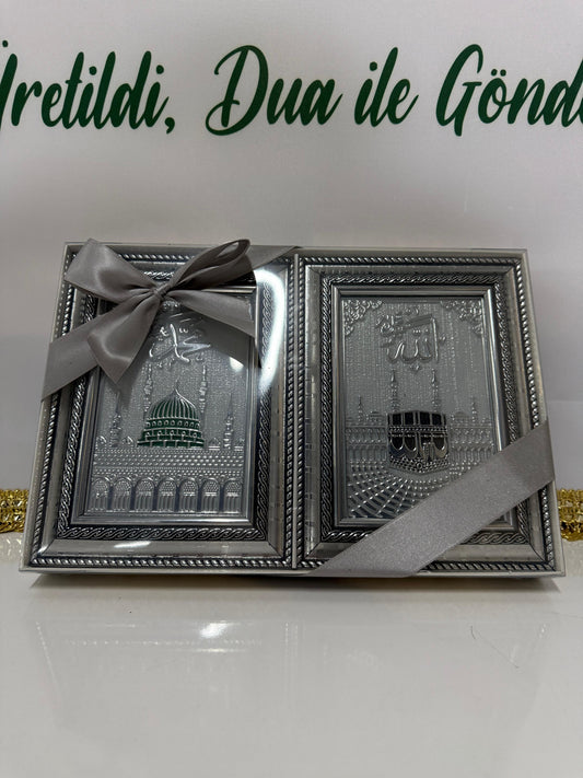 Gümüş Zarafet – Kâbe & Ravza Çerçeve Seti