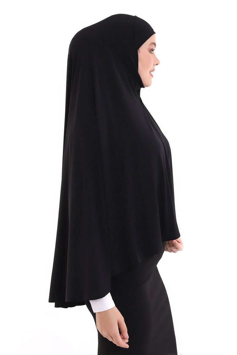 Siyah Malezya Model Pratik Çarşaf Tesettür Sufle